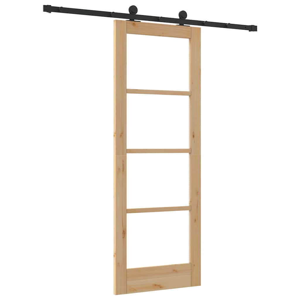 Porta scorrevole ORKDAL Naturale e Nero 73,5 x 198,5 cm | homemem39