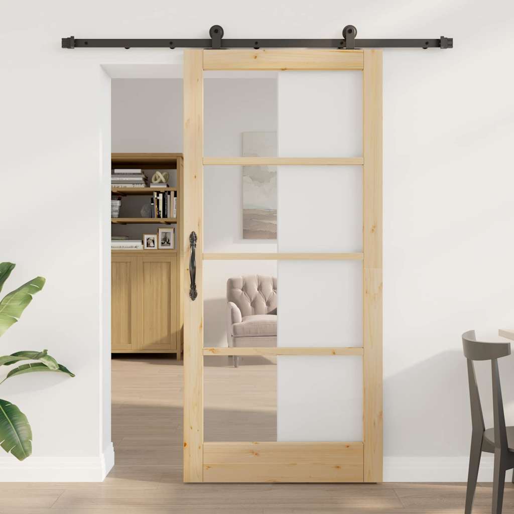 Porta scorrevole ORKDAL Naturale e Nero 93 x 202 cm | homemem39