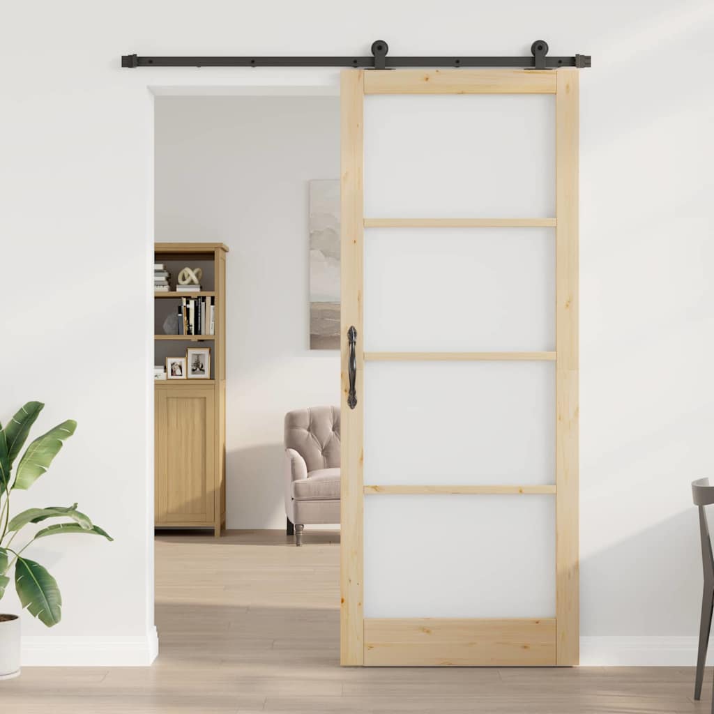 Porta scorrevole ORKDAL Naturale e Nero 93 x 232 cm | homemem39