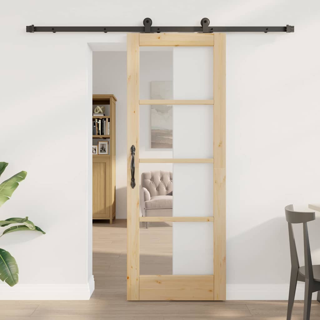 Porta scorrevole ORKDAL Naturale e Nero 73,5 x 198,5 cm | homemem39