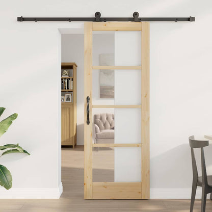 Porta scorrevole ORKDAL Naturale e Nero 73,5 x 198,5 cm | homemem39