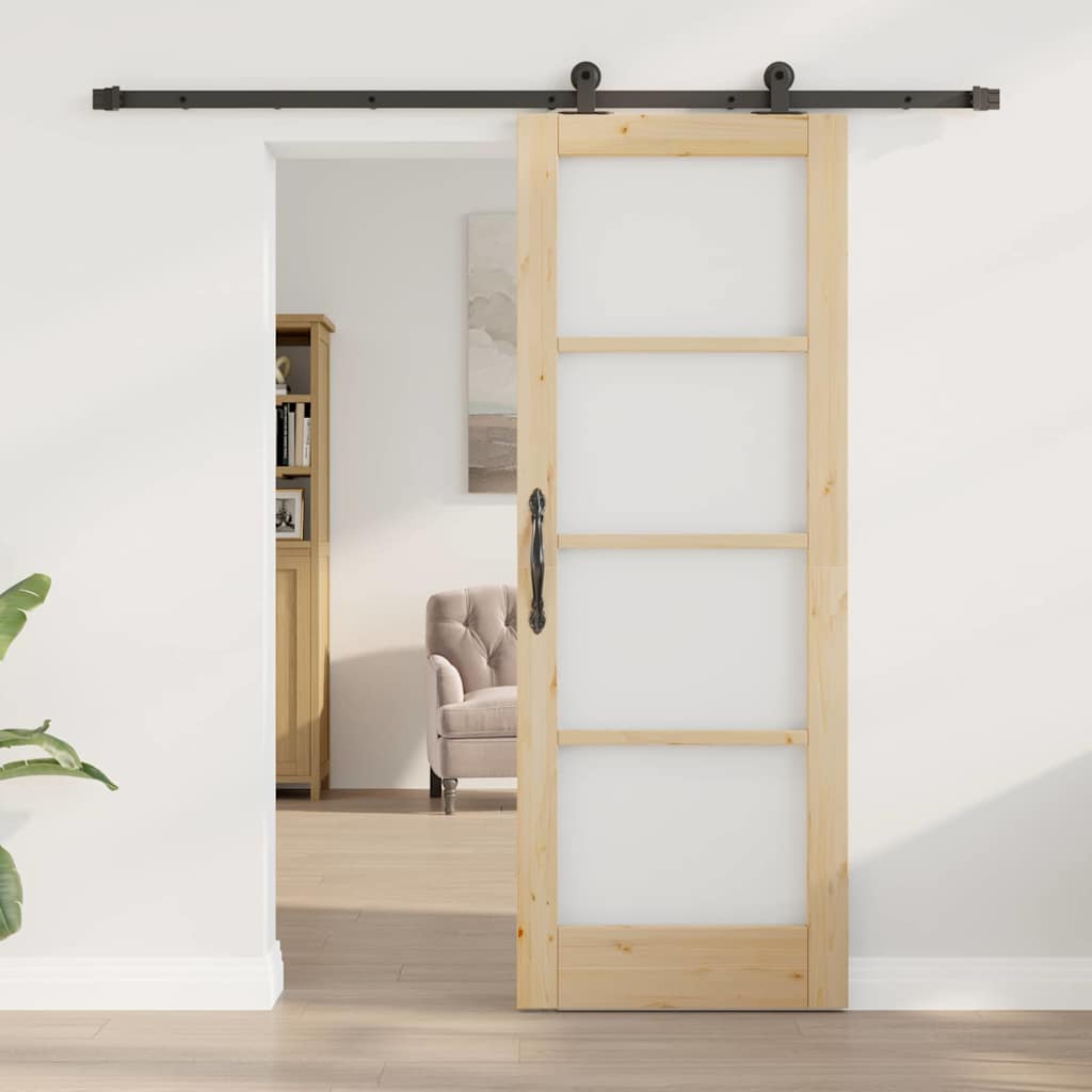 Porta scorrevole ORKDAL Naturale e Nero 73,5 x 198,5 cm | homemem39
