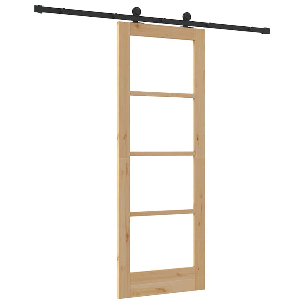 Porta scorrevole ORKDAL Naturale e Nero 73,5 x 198,5 cm | homemem39