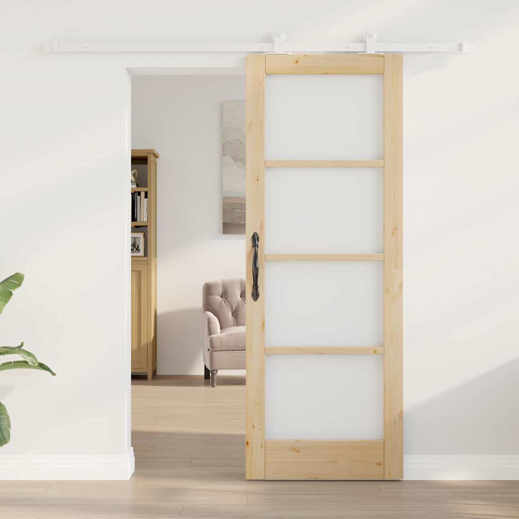 Porta Scorrevole ORKDAL Marrone 73.5 x 198.5 cm Legno e metallo