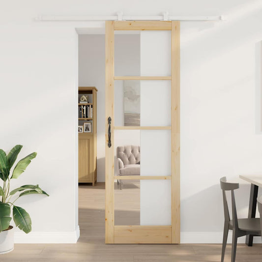 Porta Scorrevole ORKDAL Marrone 78 x 232 cm Legno e metallo