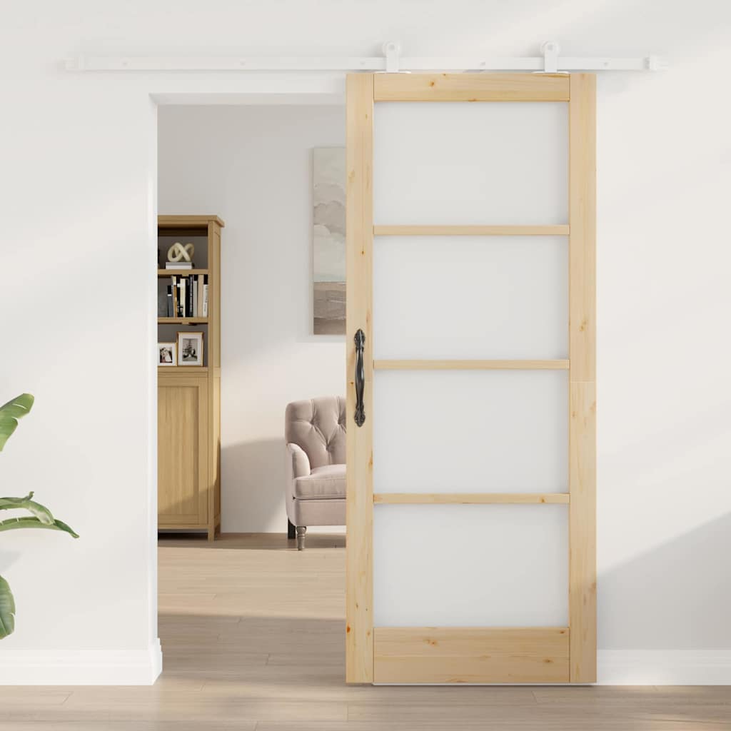 Porta Scorrevole ORKDAL Marrone 83 x 202 cm Legno e metallo