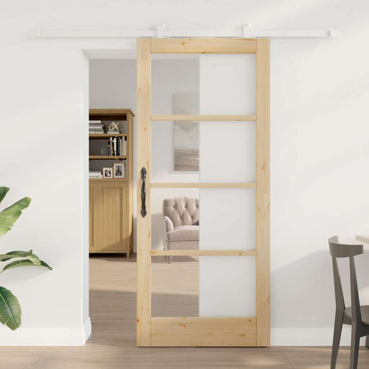 Porta Scorrevole ORKDAL Marrone 86 x 198.5 cm Legno e metallo