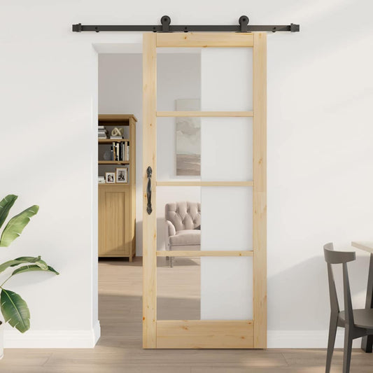 Porta Scorrevole ORKDAL Marrone 83 x 211 cm Legno e metallo