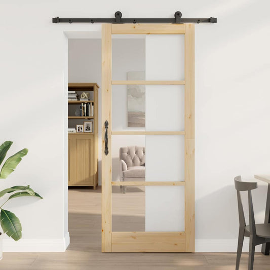 Porta Scorrevole ORKDAL Marrone 86 x 211 cm Legno e metallo
