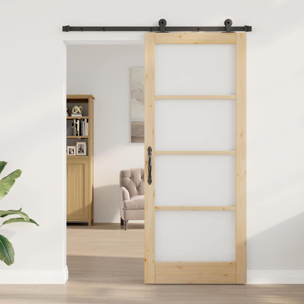 Porta Scorrevole ORKDAL Marrone 86 x 211 cm Legno e metallo