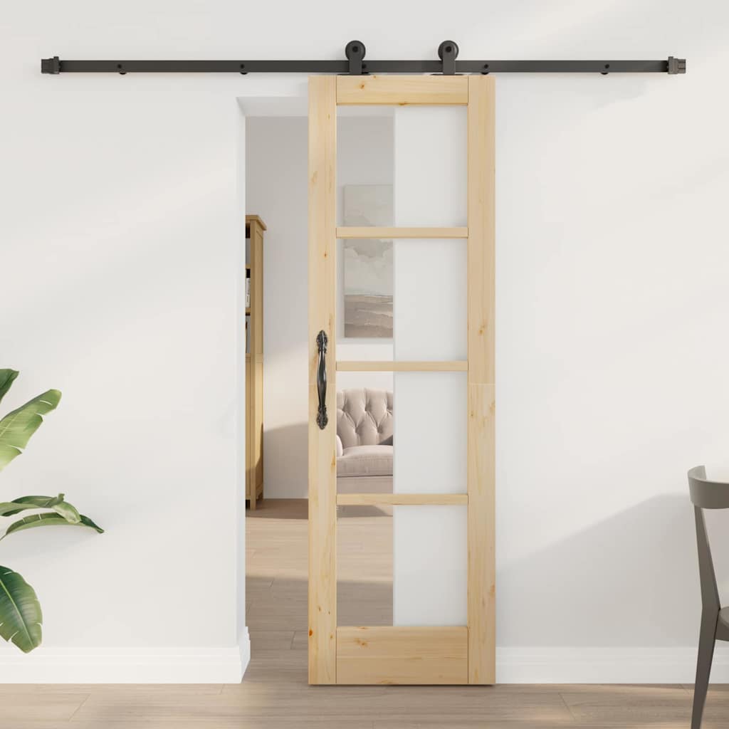 Porta Scorrevole ORKDAL Marrone 61 x 198.5 cm Legno e metallo