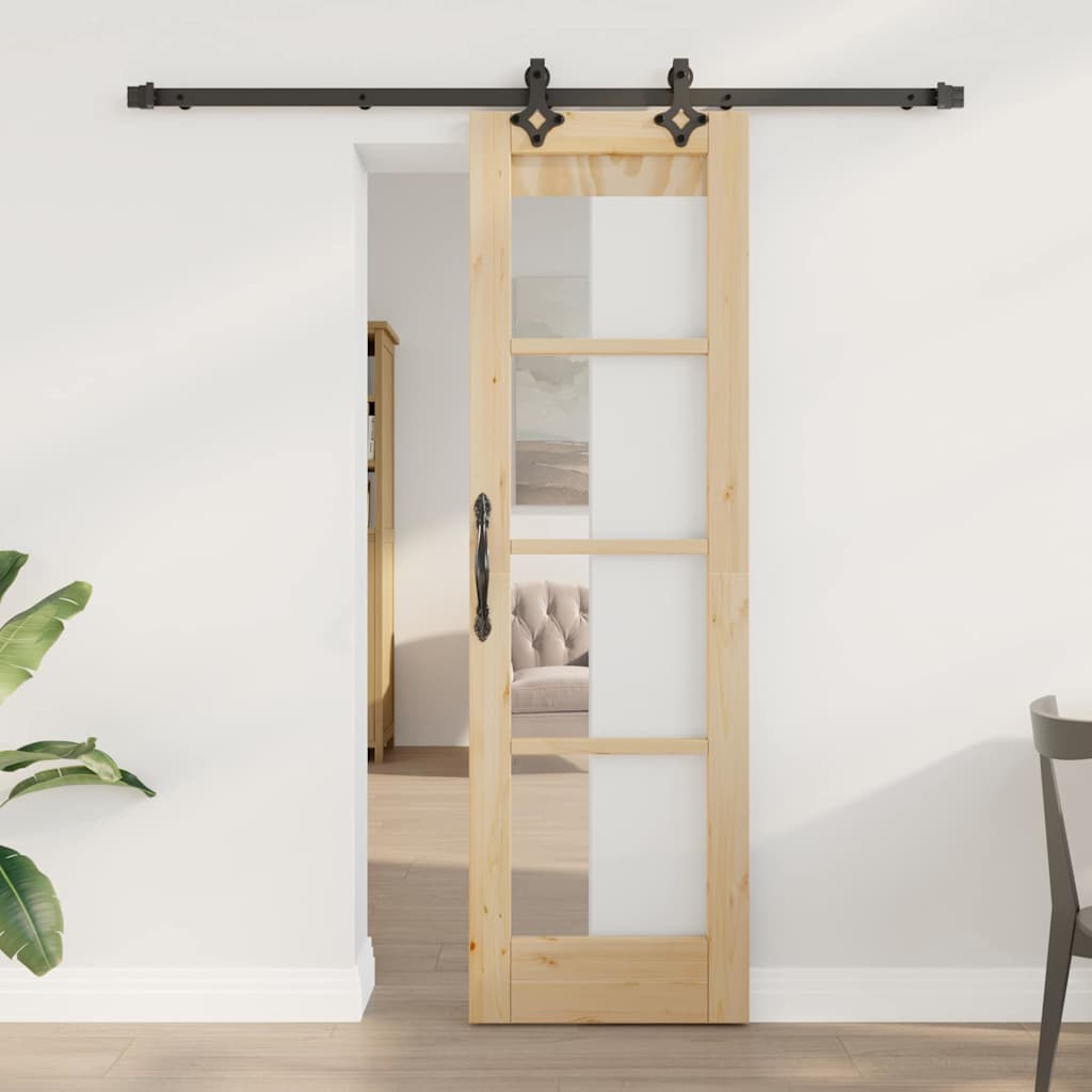 Porta scorrevole ORKDAL Naturale e Nero 61 x 198,5 cm | homemem39