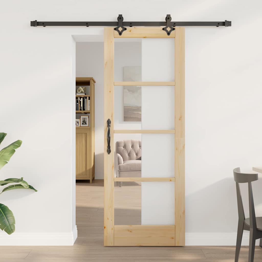 Porta scorrevole ORKDAL Naturale e Nero 73,5 x 198,5 cm | homemem39