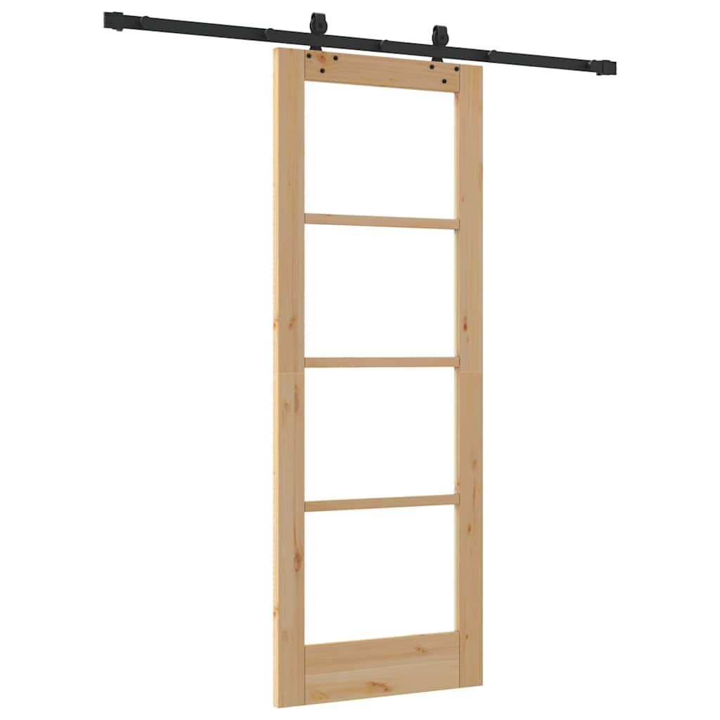 Porta scorrevole ORKDAL Naturale e Nero 73,5 x 198,5 cm | homemem39