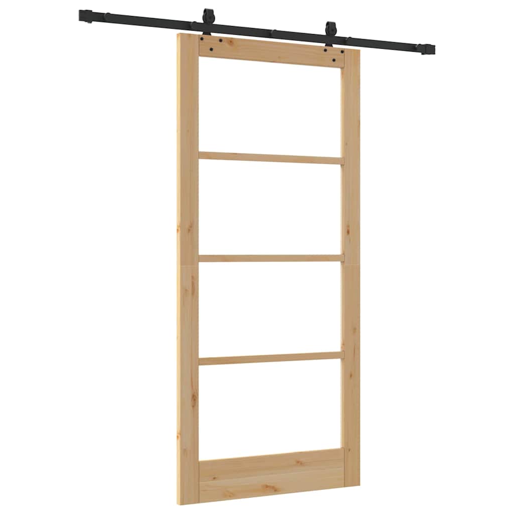 Porta scorrevole ORKDAL Naturale e Nero 93 x 202 cm | homemem39