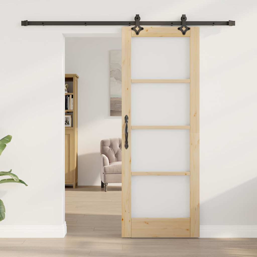 Porta scorrevole ORKDAL Naturale e Nero 73,5 x 198,5 cm | homemem39