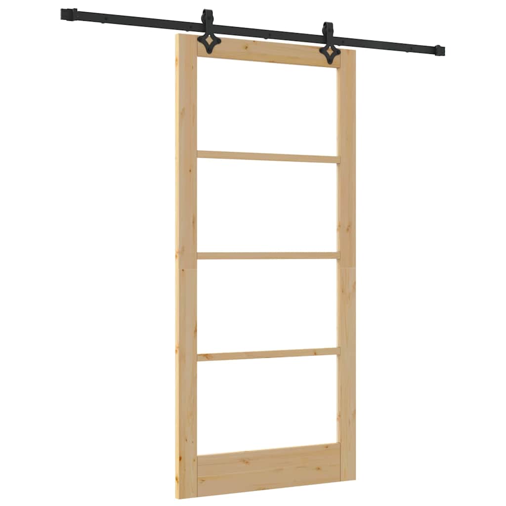 Porta scorrevole ORKDAL Naturale e Nero 93 x 202 cm