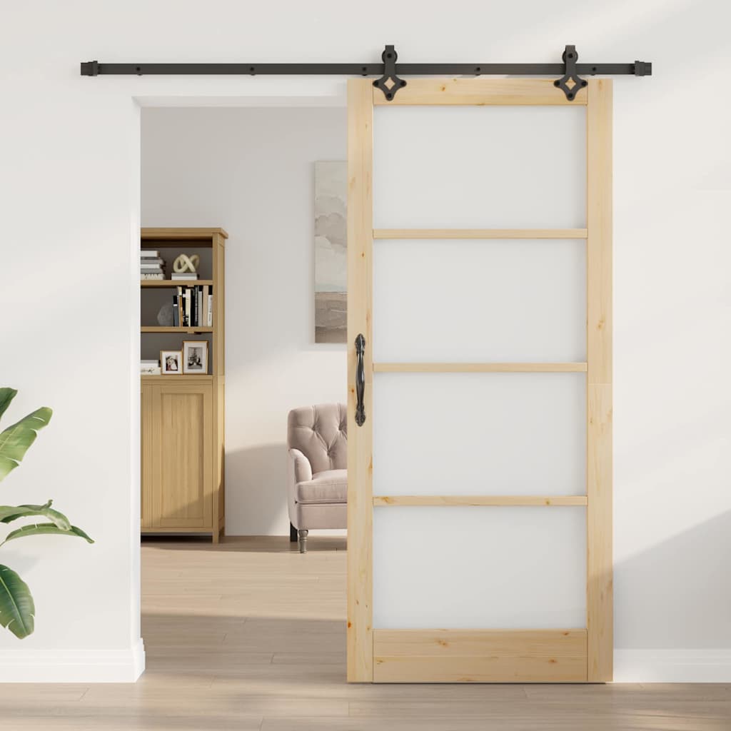 Porta scorrevole ORKDAL Naturale e Nero 93 x 211 cm | homemem39