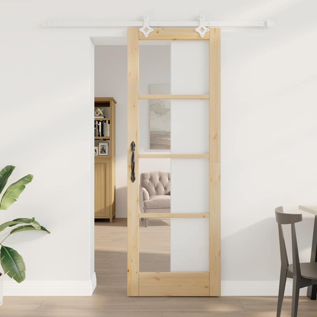 Porta Scorrevole Marrone 73.5 x 211 cm Legno e metallo