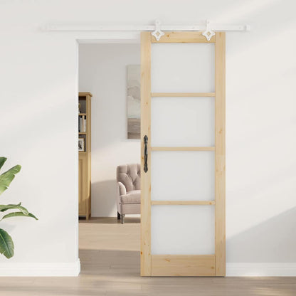 Porta Scorrevole Marrone 73.5 x 211 cm Legno e metallo