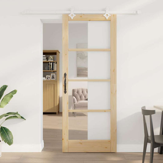 Porta Scorrevole Marrone 83 x 211 cm Legno e metallo