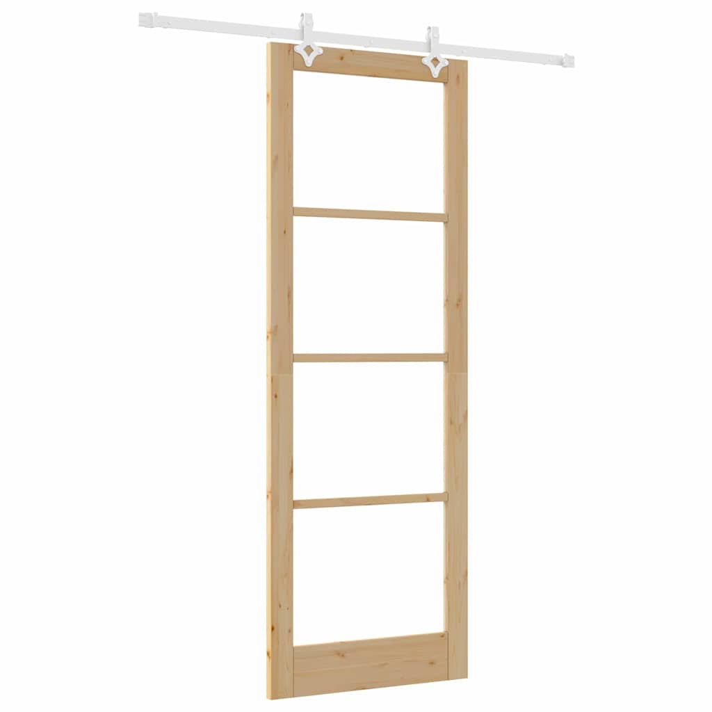 Porta Scorrevole Marrone 83 x 232 cm Legno e metallo