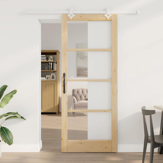 Porta Scorrevole Marrone 86 x 211 cm Legno e metallo