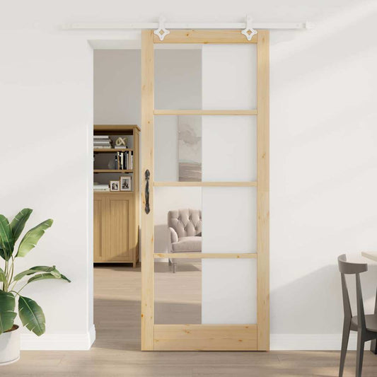 Porta Scorrevole Marrone 93 x 232 cm Legno e metallo