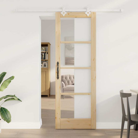 Porta Scorrevole Marrone 73.5 x 211 cm Legno e metallo