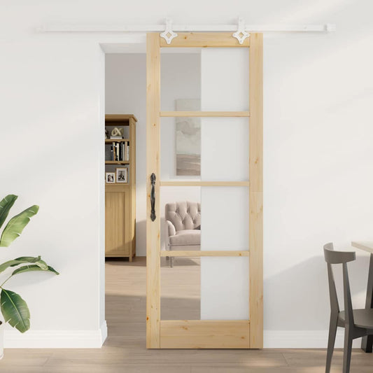 Porta Scorrevole Marrone 78 x 211 cm Legno e metallo