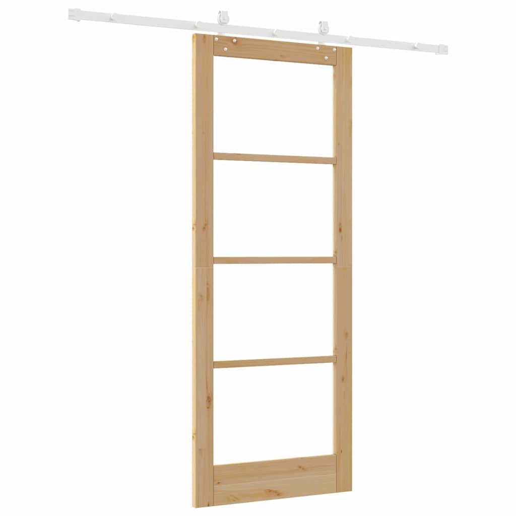 Porta Scorrevole Marrone 83 x 211 cm Legno e metallo