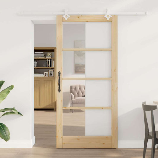 Porta Scorrevole Marrone 93 x 202 cm Legno e metallo