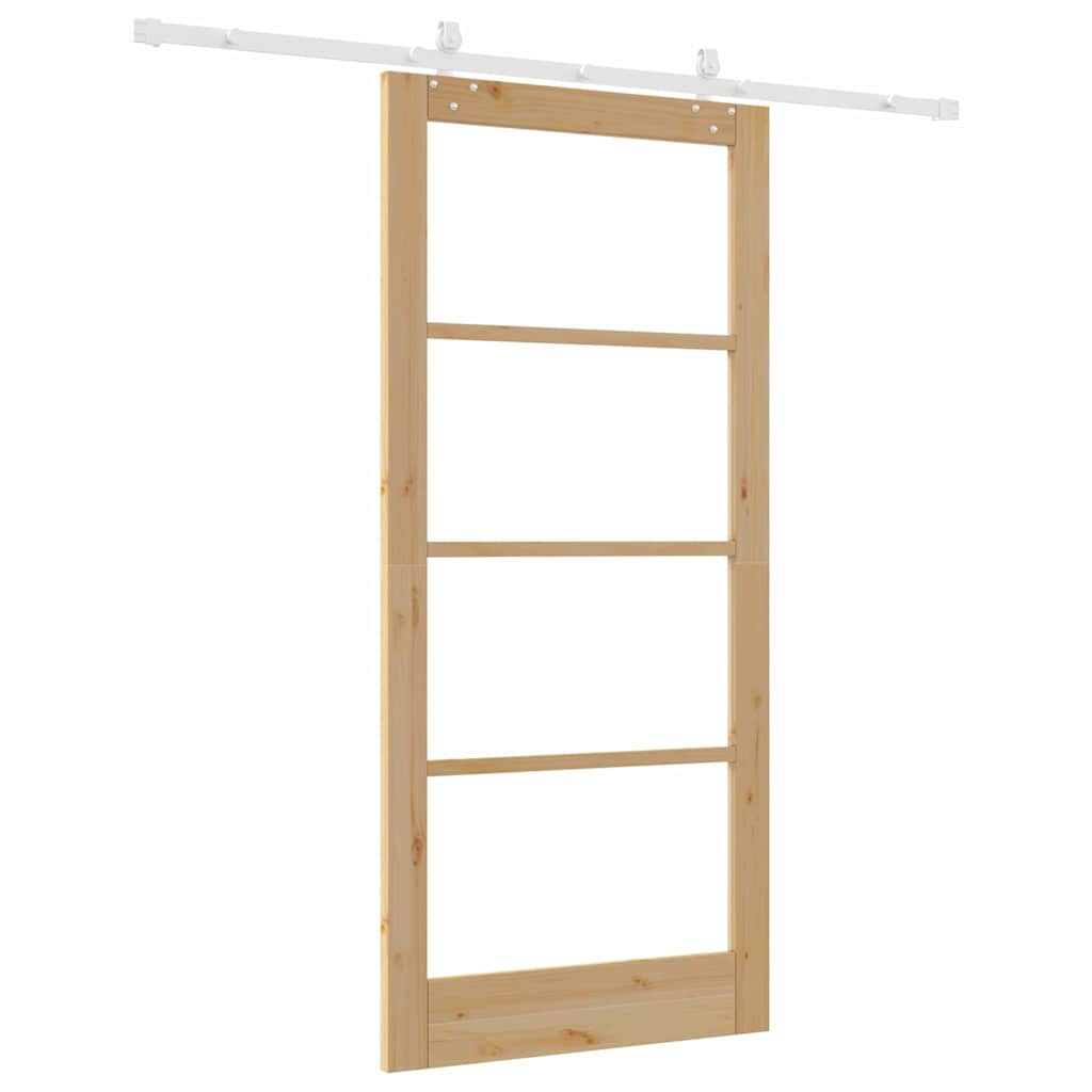 Porta Scorrevole Marrone 93 x 202 cm Legno e metallo