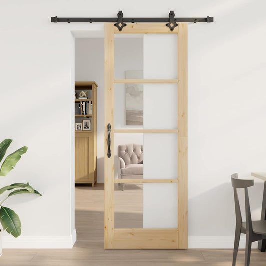 Porta Scorrevole Marrone 78 x 211 cm Legno e metallo