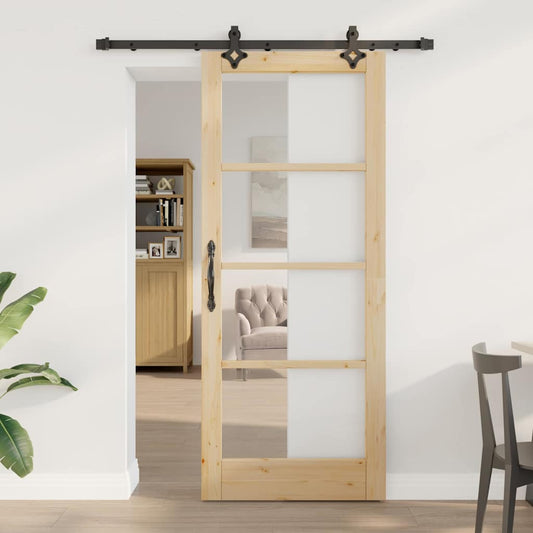 Porta Scorrevole Marrone 83 x 202 cm Legno e metallo