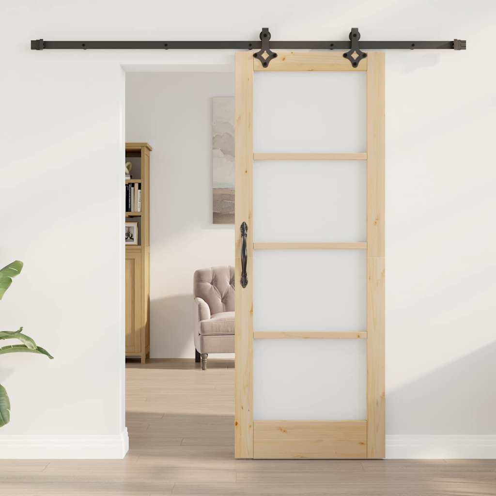 Porta Scorrevole Marrone 73.5 x 198.5 cm Legno e metallo