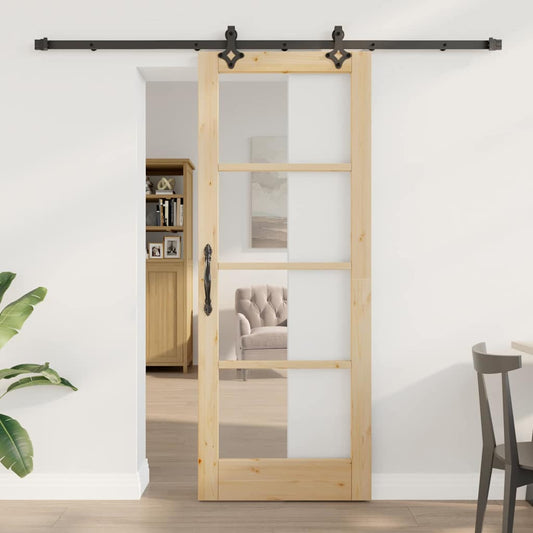 Porta Scorrevole Marrone 78 x 202 cm Legno e metallo