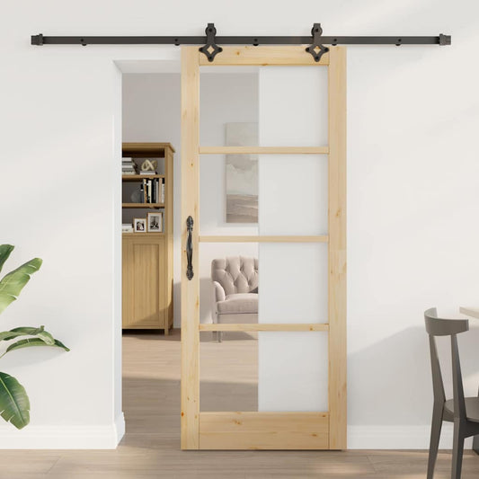 Porta Scorrevole Marrone 83 x 202 cm Legno e metallo