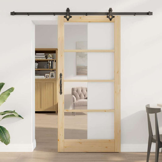 Porta Scorrevole Marrone 93 x 202 cm Legno e metallo