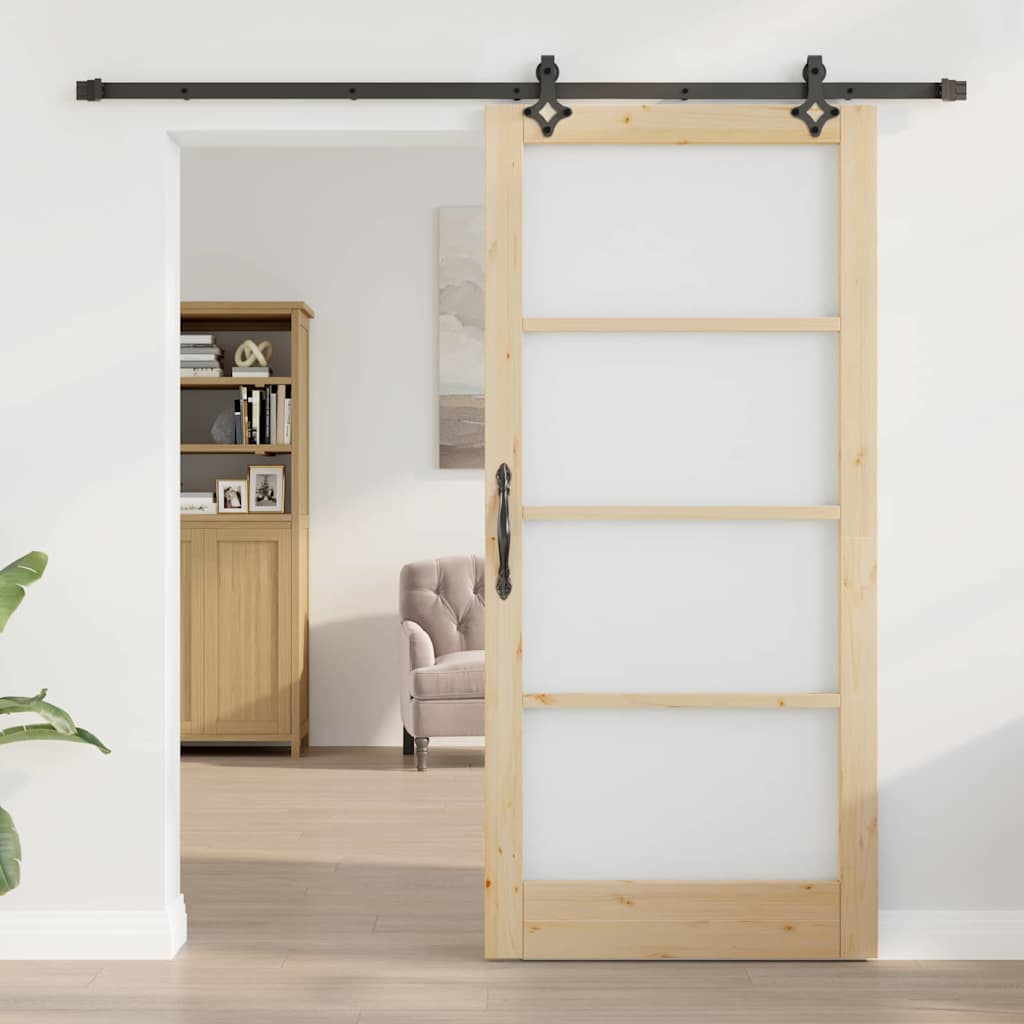 Porta Scorrevole Marrone 93 x 202 cm Legno e metallo