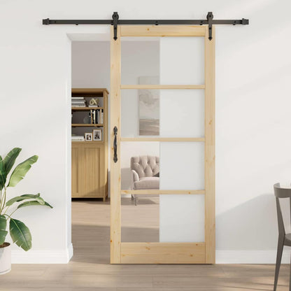 Porta Scorrevole Marrone 93 x 211 cm Legno e metallo
