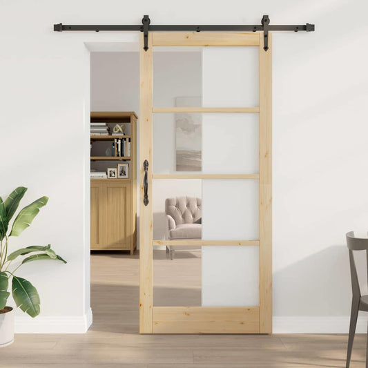 Porta Scorrevole Marrone 93 x 211 cm Legno e metallo