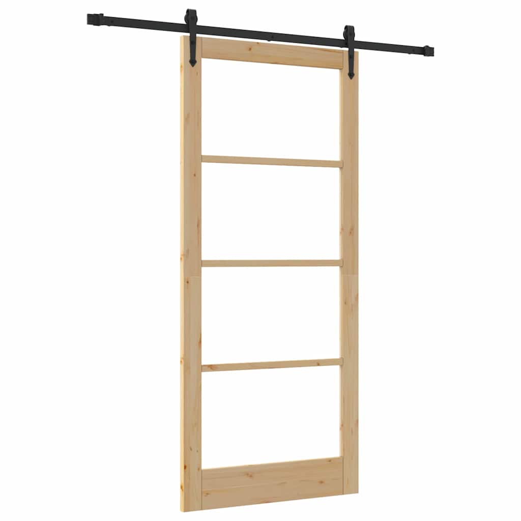 Porta Scorrevole Marrone 93 x 211 cm Legno e metallo