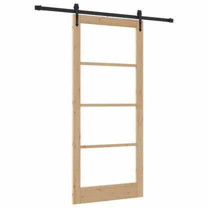 Porta Scorrevole Marrone 93 x 211 cm Legno e metallo