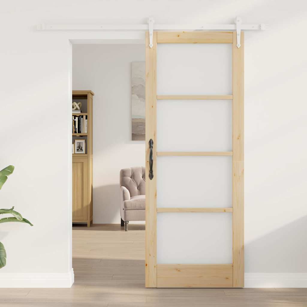 Porta Scorrevole Marrone 78 x 202 cm Legno e metallo