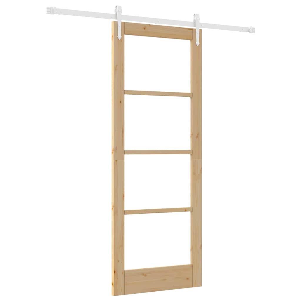 Porta Scorrevole Marrone 78 x 202 cm Legno e metallo