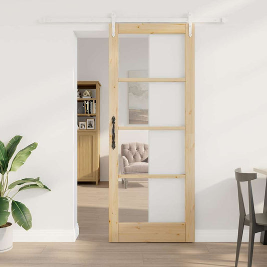 Porta Scorrevole Marrone 83 x 211 cm Legno e metallo