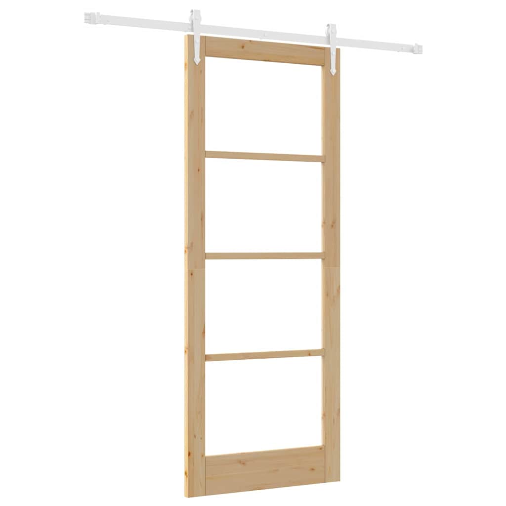 Porta Scorrevole Marrone 83 x 211 cm Legno e metallo