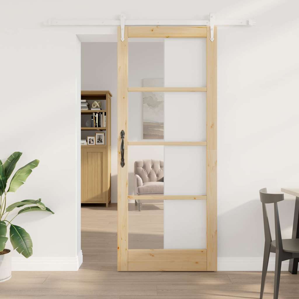 Porta Scorrevole Marrone 86 x 211 cm Legno e metallo