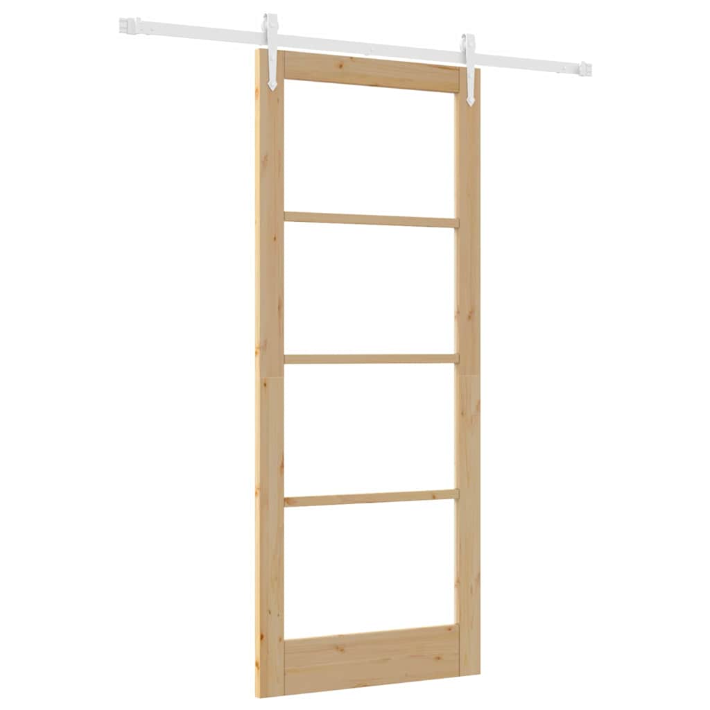 Porta Scorrevole Marrone 86 x 211 cm Legno e metallo